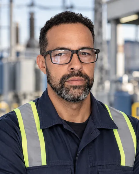 Marciel Canedo Gonçalves, engenheiro eletricista, numa subestação.